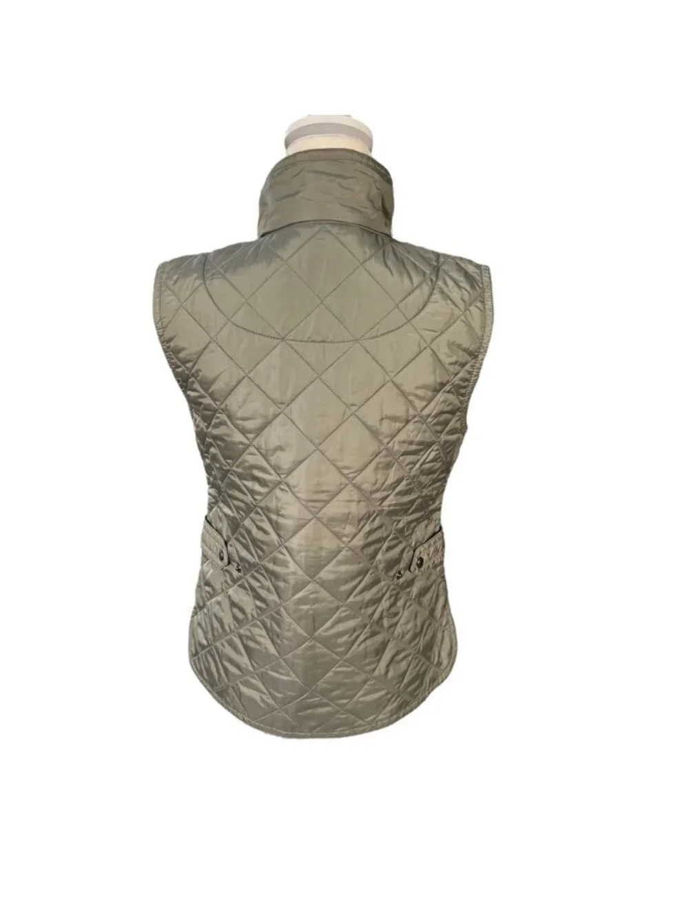 Coach Quilted Nylon Leather Trim Vest Khaki Green Size XS